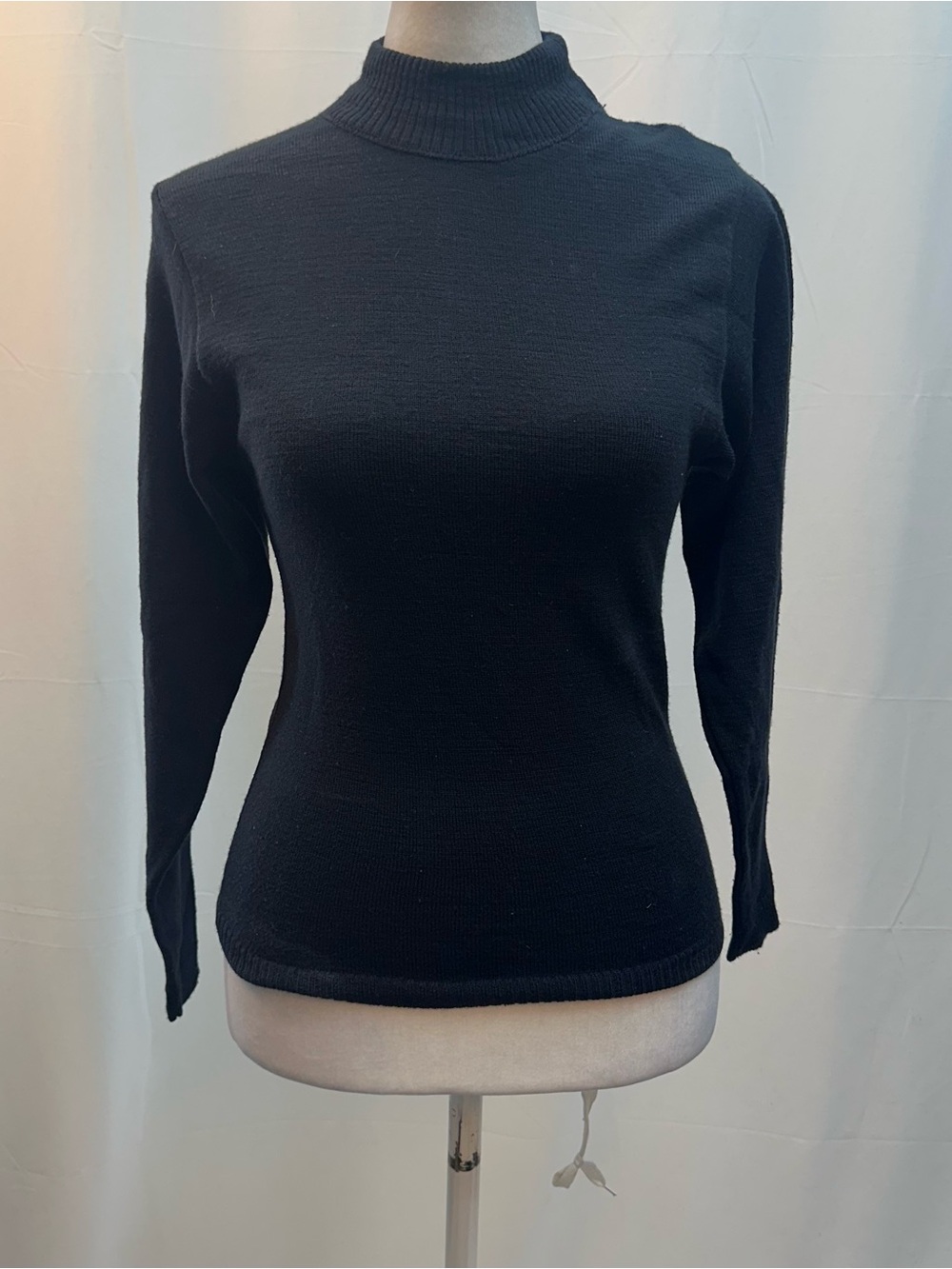 Pendleton Black Ribbed Mock Neck Wool Sweater S